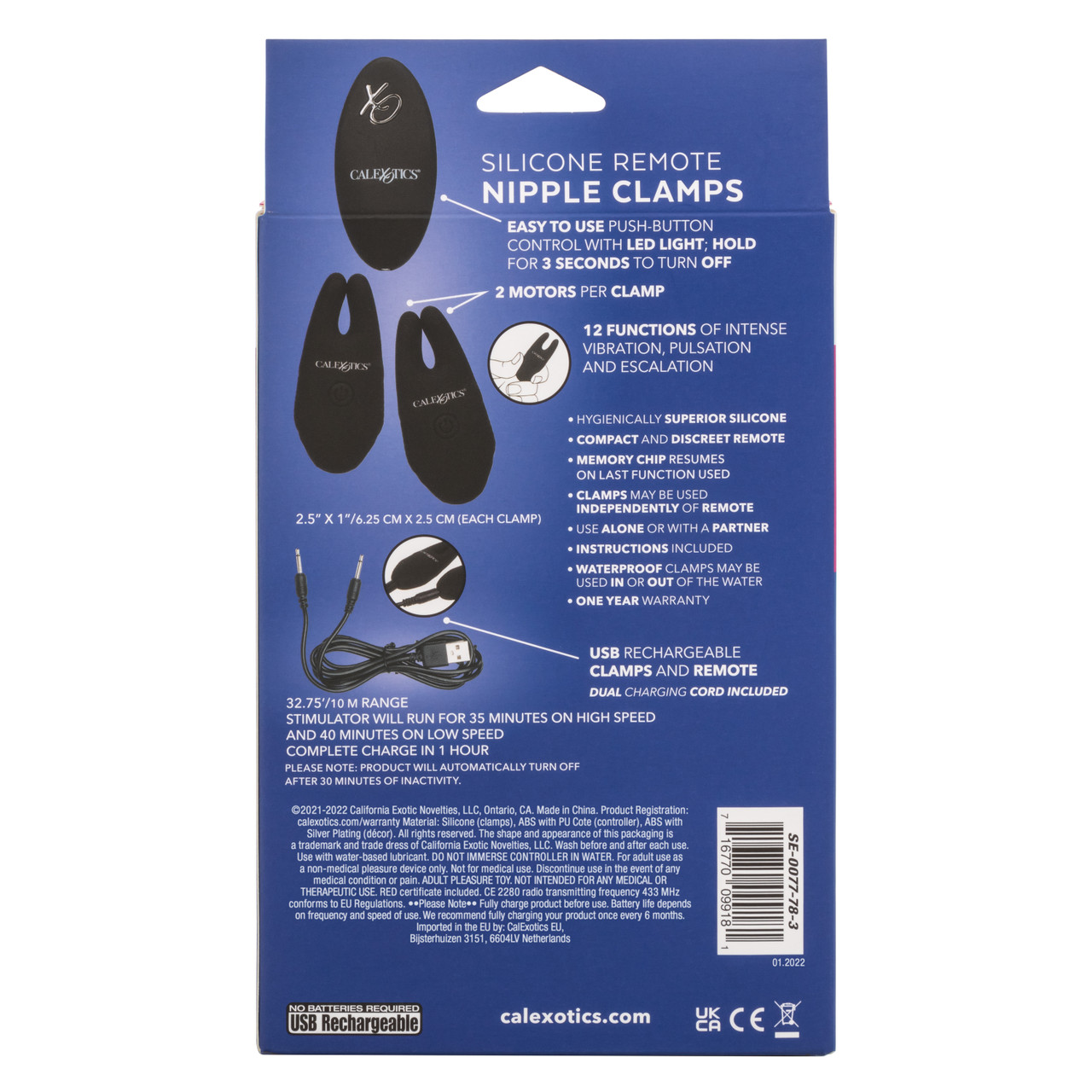 Зажимы для сосков с дистанционным управлением REMOTE NIPPLE CLAMPS (черные)