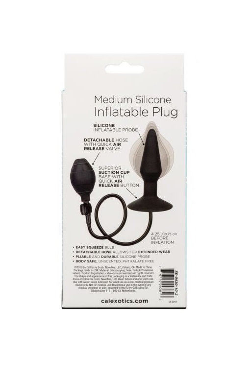 Расширяющаяся анальная пробка с отсоединяющимся шлангом Silicone Inflatable Plug (Medium)