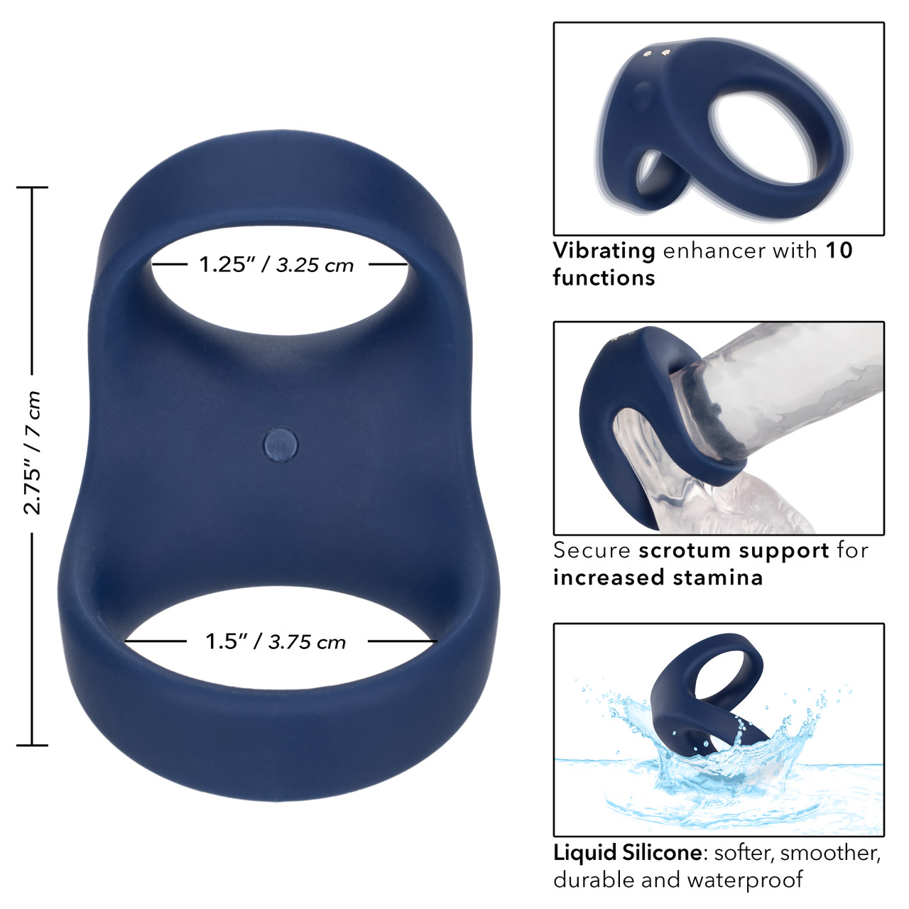 Перезаряжаемое эрекционное виброкольцо Viceroy Rechargeable Max Dual Ring