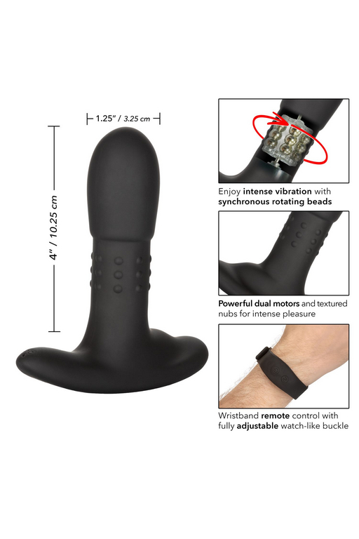 Перезарежаемый анальный стимулятор Beaded Probe с функцией "ротации" и управлением с браслета