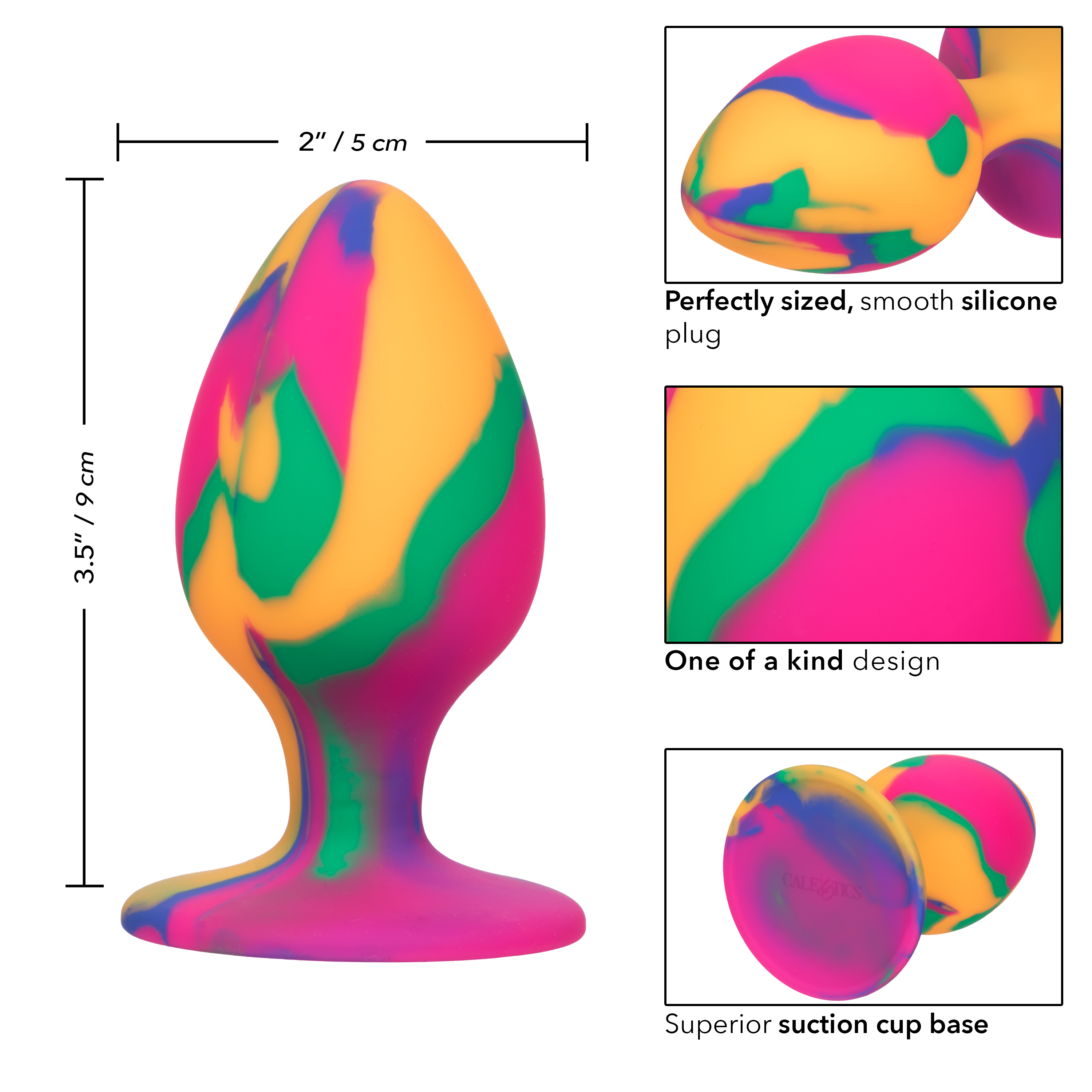 Яркая анальная пробка L из силикона CHEEKY LARGE TIE-DYE PLUG