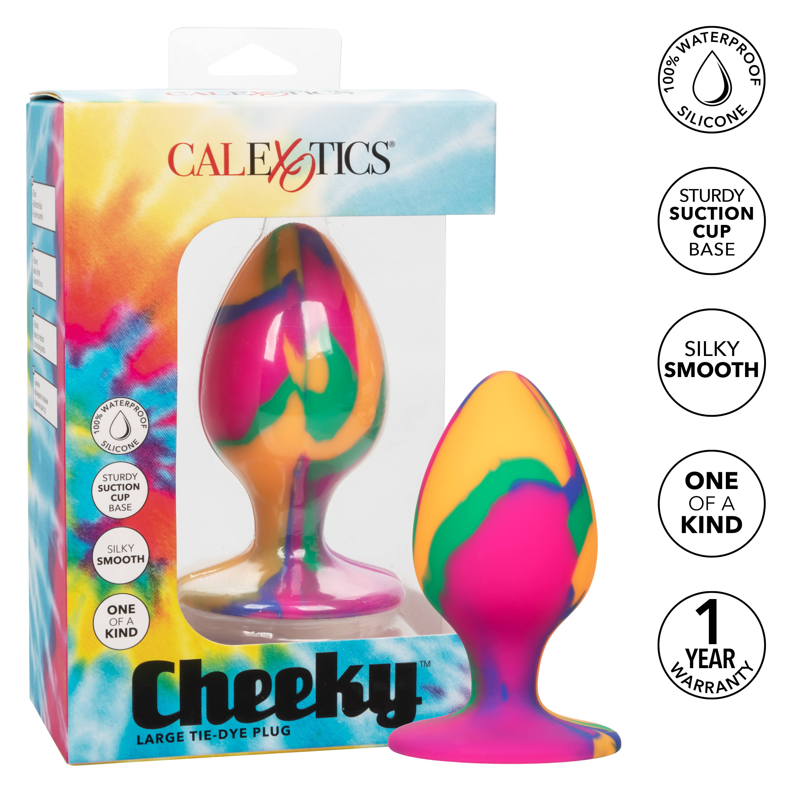Яркая анальная пробка L из силикона CHEEKY LARGE TIE-DYE PLUG