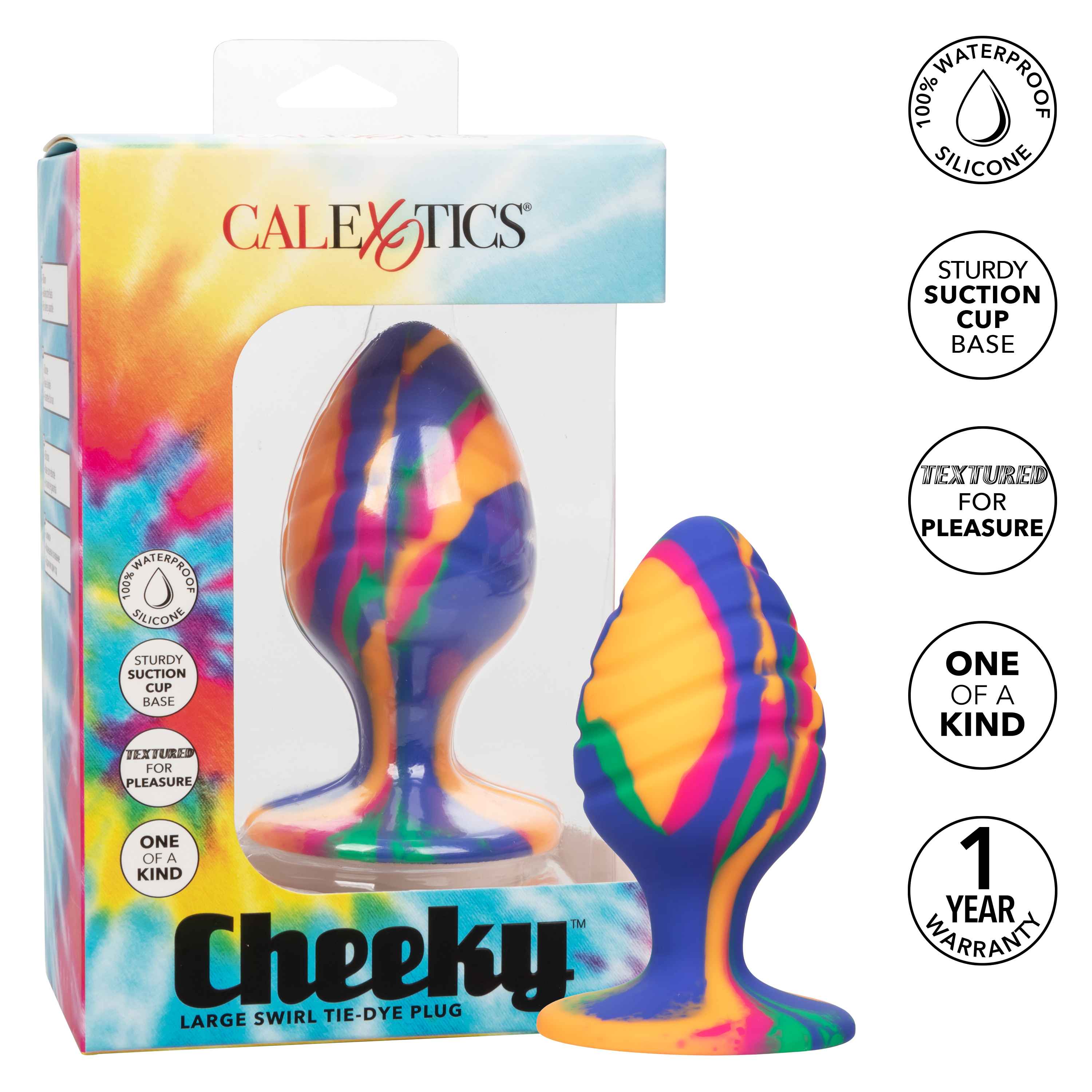 Текстурированная анальная пробка L из силикона CHEEKY LRG SWIRL TIE-DYE PLUG