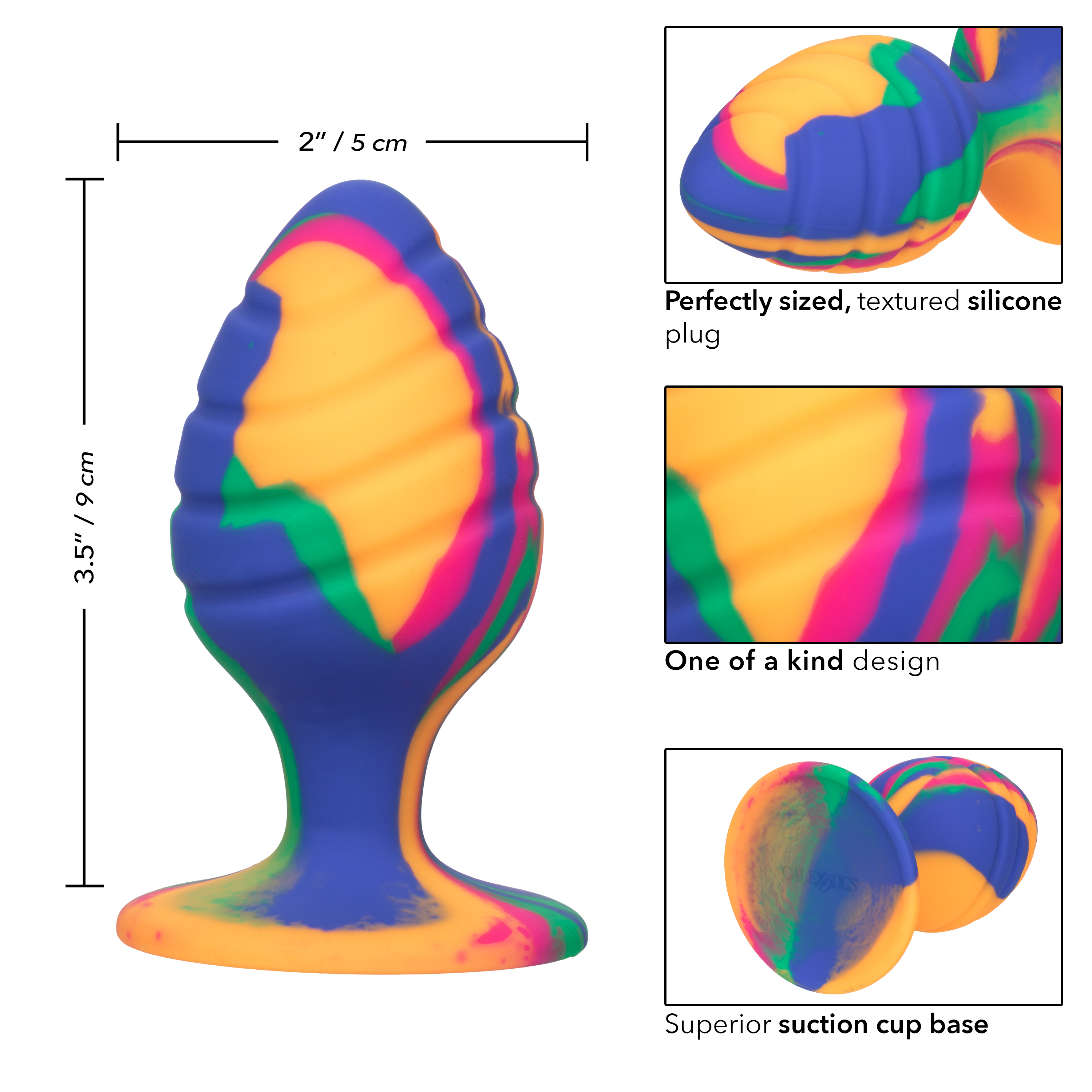 Текстурированная анальная пробка L из силикона CHEEKY LRG SWIRL TIE-DYE PLUG