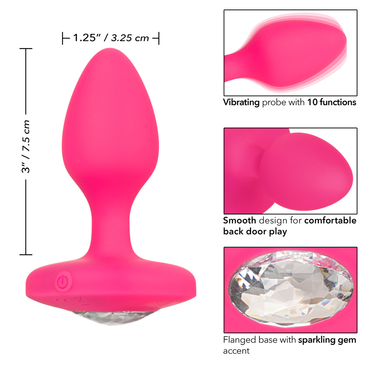 Перезаряжаемая анальная вибропробка Cheeky Gems Medium Rechargeable Vibrating Probe