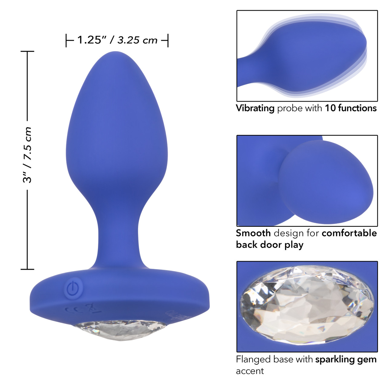 Перезаряжаемая анальная вибропробка Cheeky Gems Medium Rechargeable Vibrating Probe
