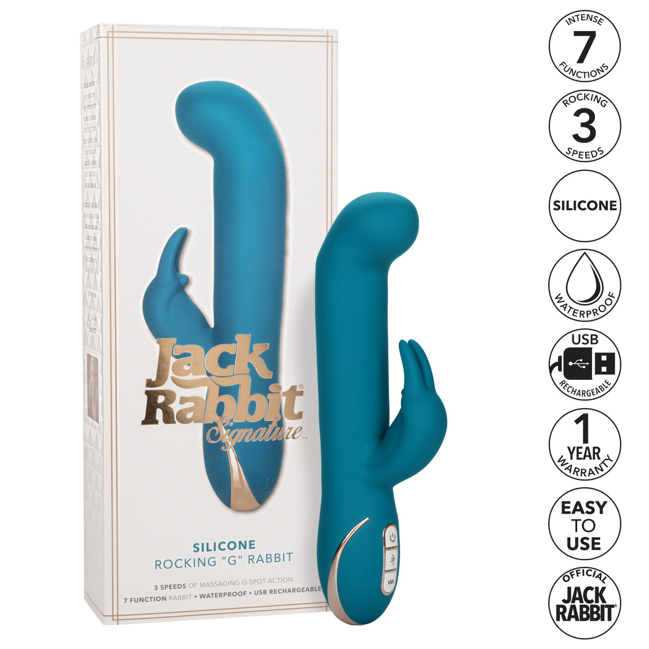 Перезаряжаемый вибромассажер кролик Signature Rocking “G” Rabbit с функцией «манящее движение»