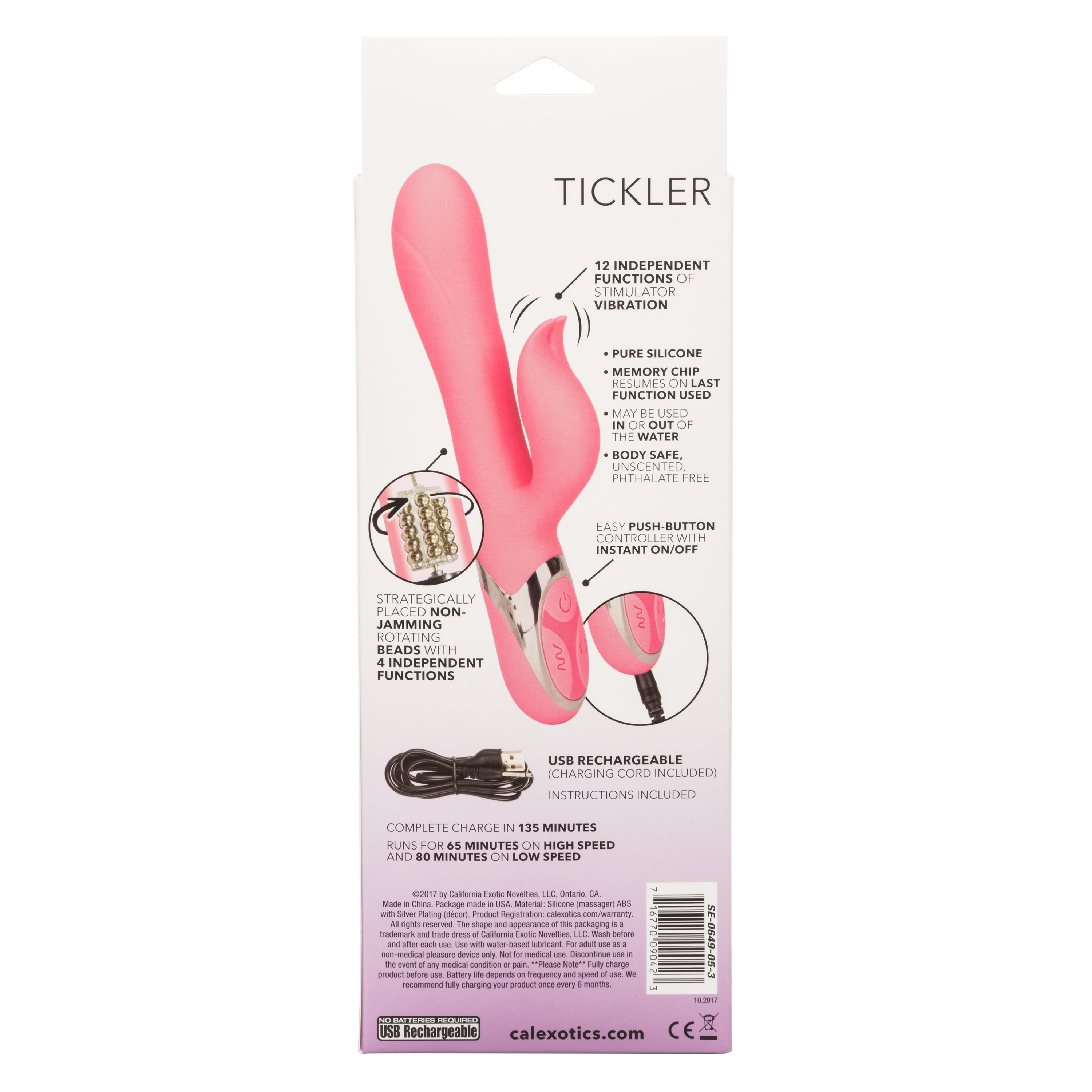Перезаряжаемый силиконовый вибромассажер кролик Enchanted Tickler с функцией «ротации»
