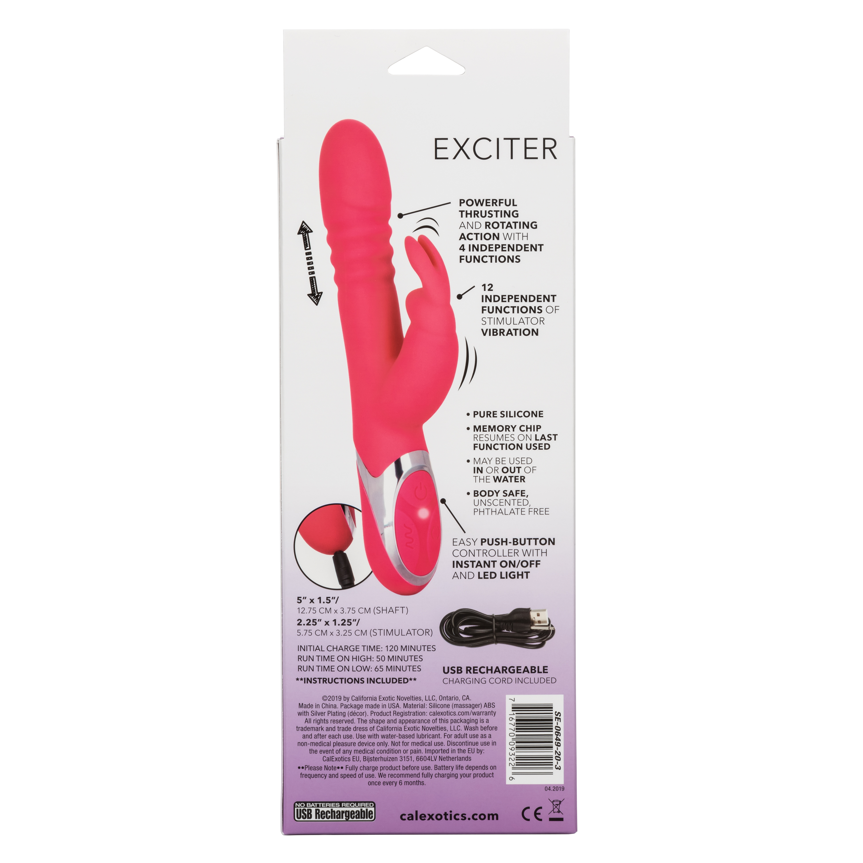 Перезаряжаемый вибромассажер кролик Enchanted Exciter с функцией «поступательное движение»