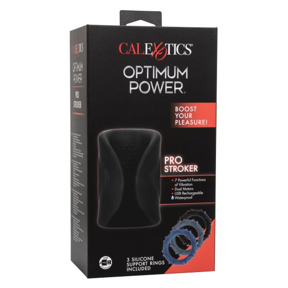Мужской вибомассажер в комплекте с тремя кольцами на пенис OPTIMUM POWER PRO STROKER