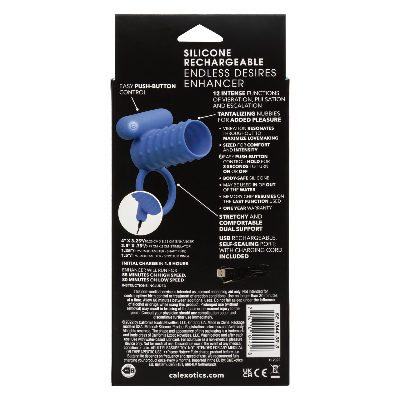 Перезаряжаемое эрекционное виброкольцо Silicone Rechargeable Endless Desires Enhancer