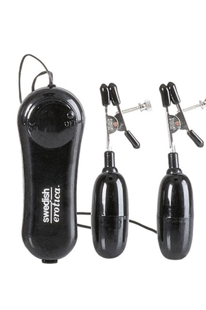 Зажимы-прищепки с утяжелением, вибрацией и пультом управления Vibrating Nipple Clamps