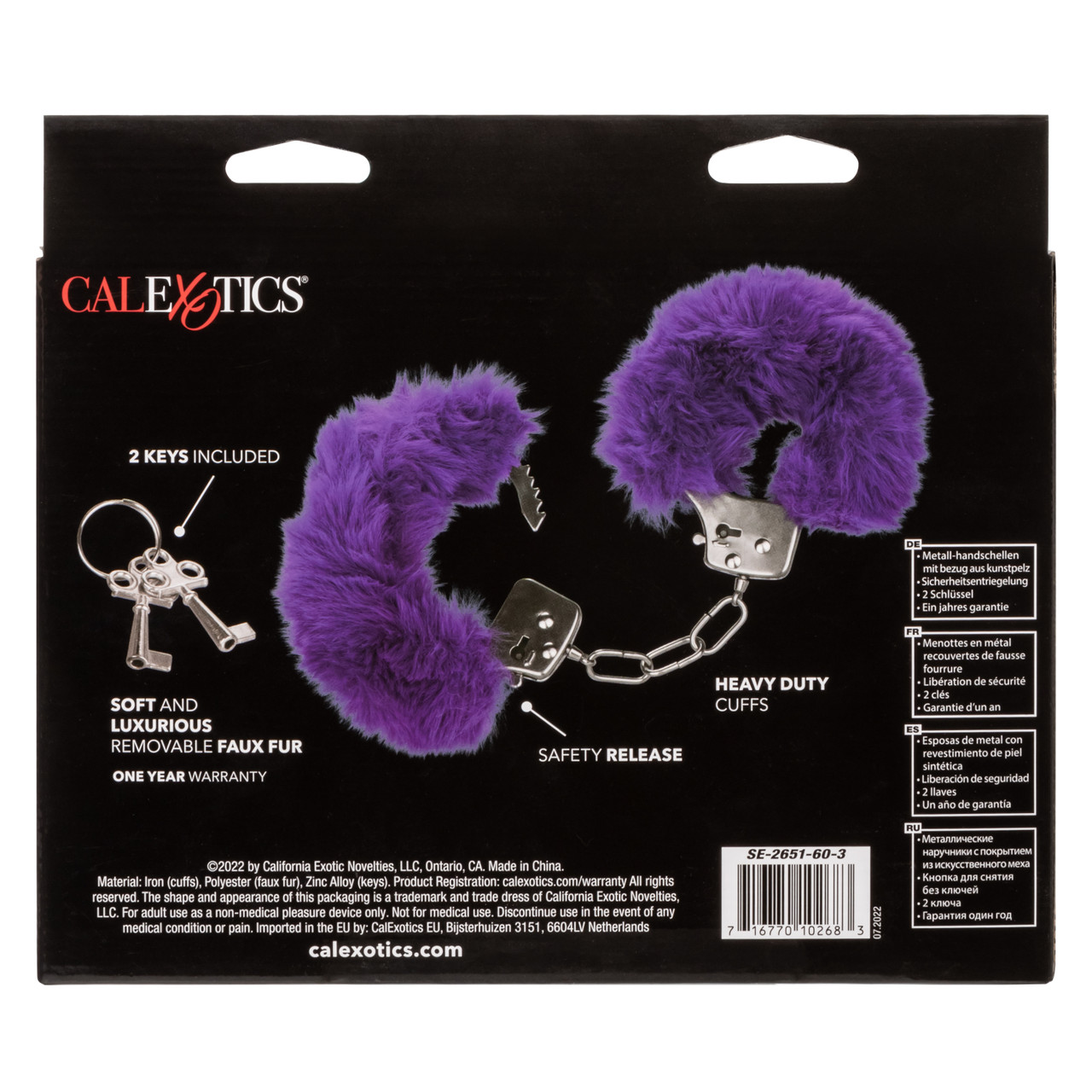 Металлические наручники с искусственным мехом ULTRA FLUFFY FURRY CUFFS-PURPL