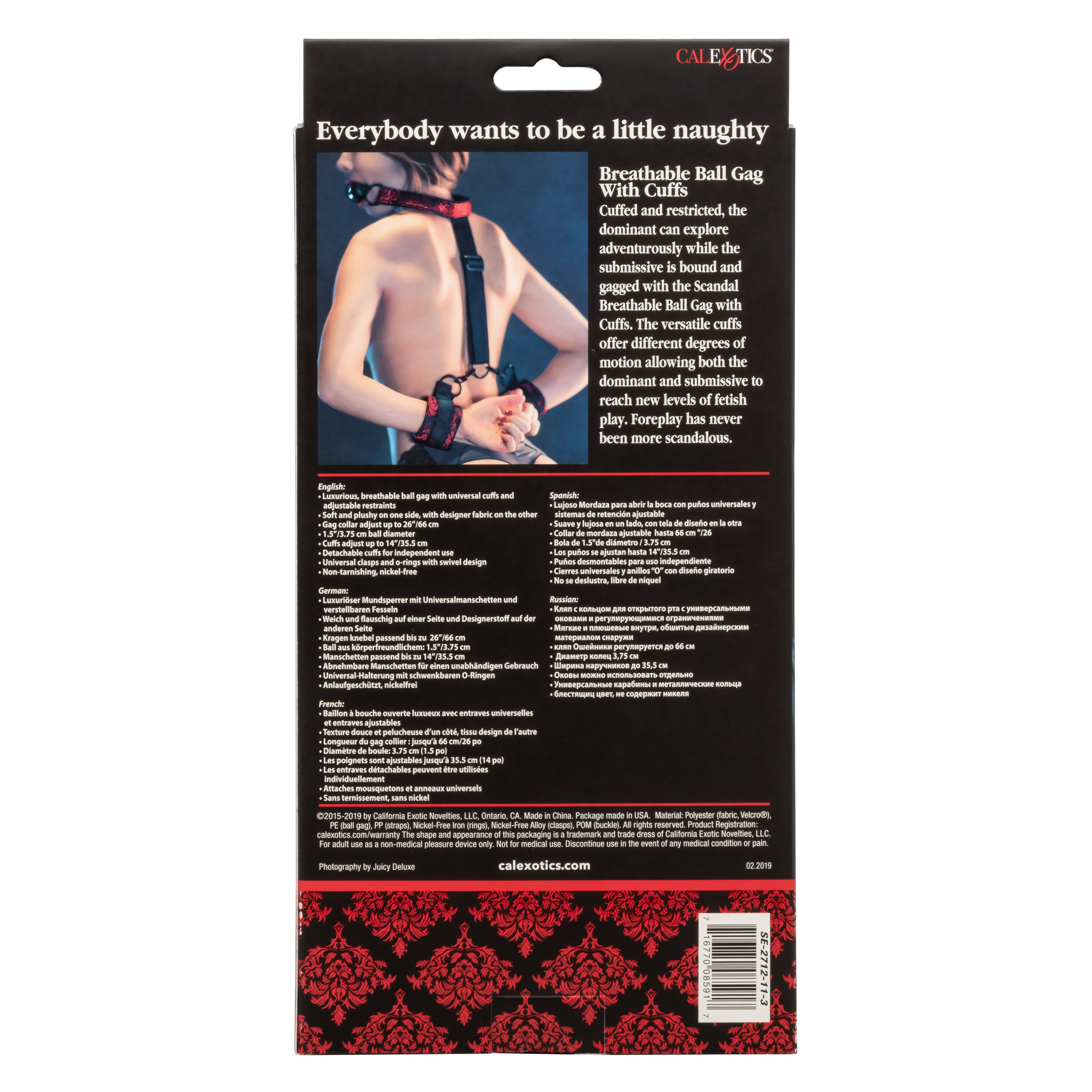 Кляп-шарик с фиксацией рук Scandal Breathable Ball Gag With Cuffs