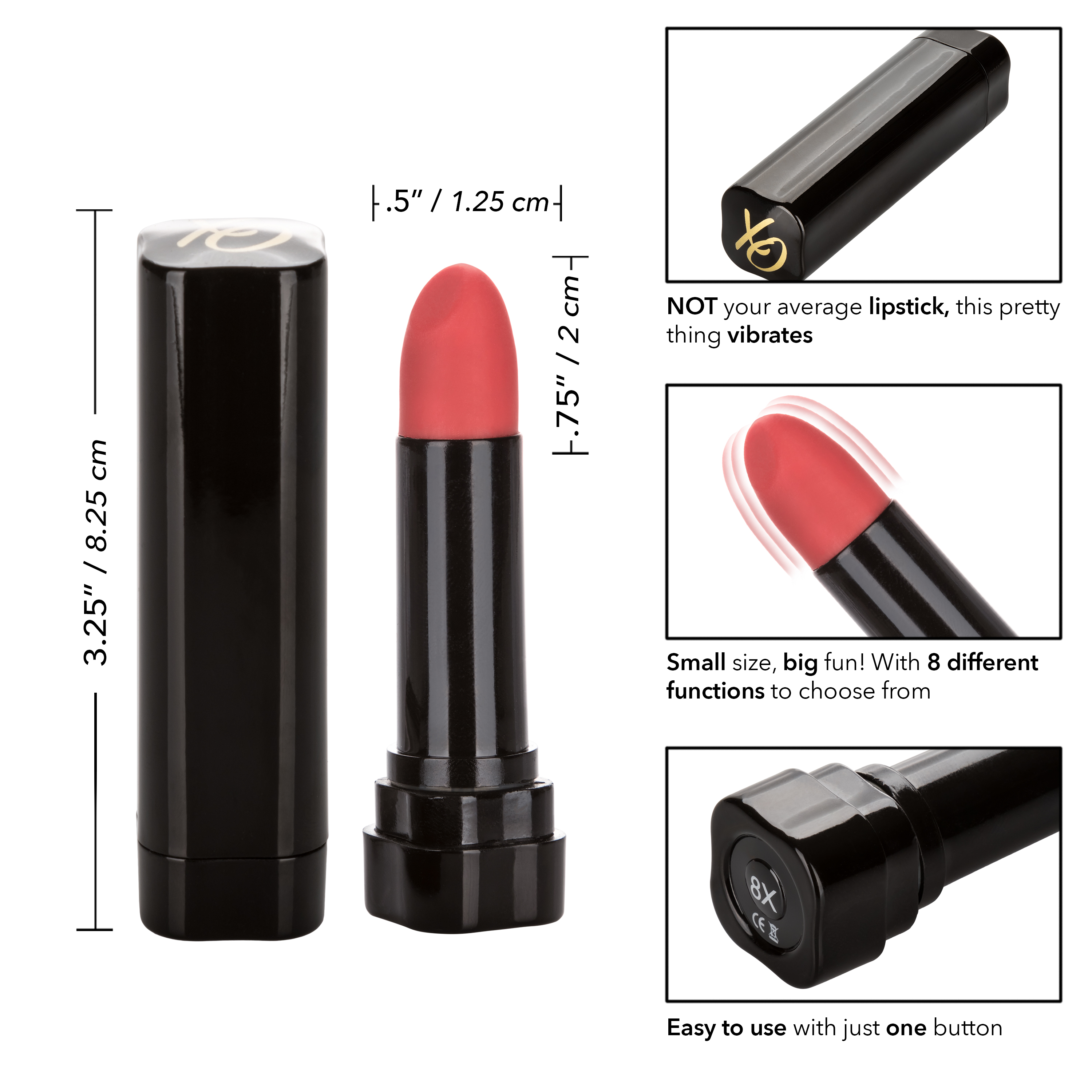 Мини-вибромассажер в виде помады COCO HIDE&PLAY LPSTK-BLK