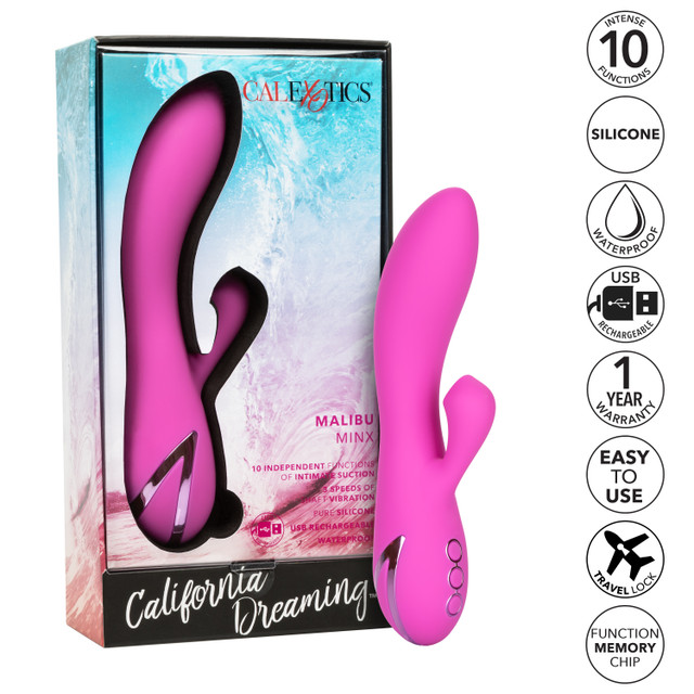 Вибромассажер кролик Malibu Minx с функцией «мощное всасывание»
