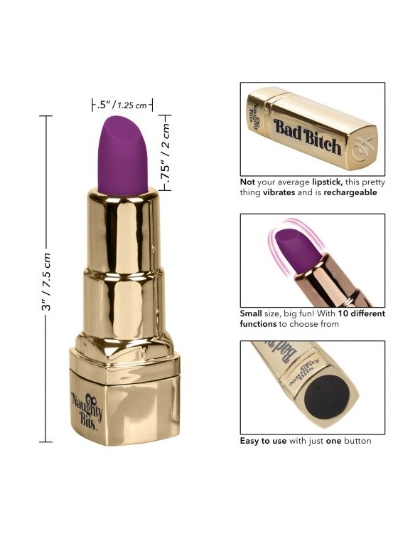 Перезаряжаемый миниатюрный вибромассажер в виде помады Naughty Bits Bad Bitch Lipstick