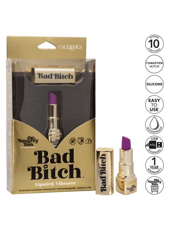 Перезаряжаемый миниатюрный вибромассажер в виде помады Naughty Bits Bad Bitch Lipstick