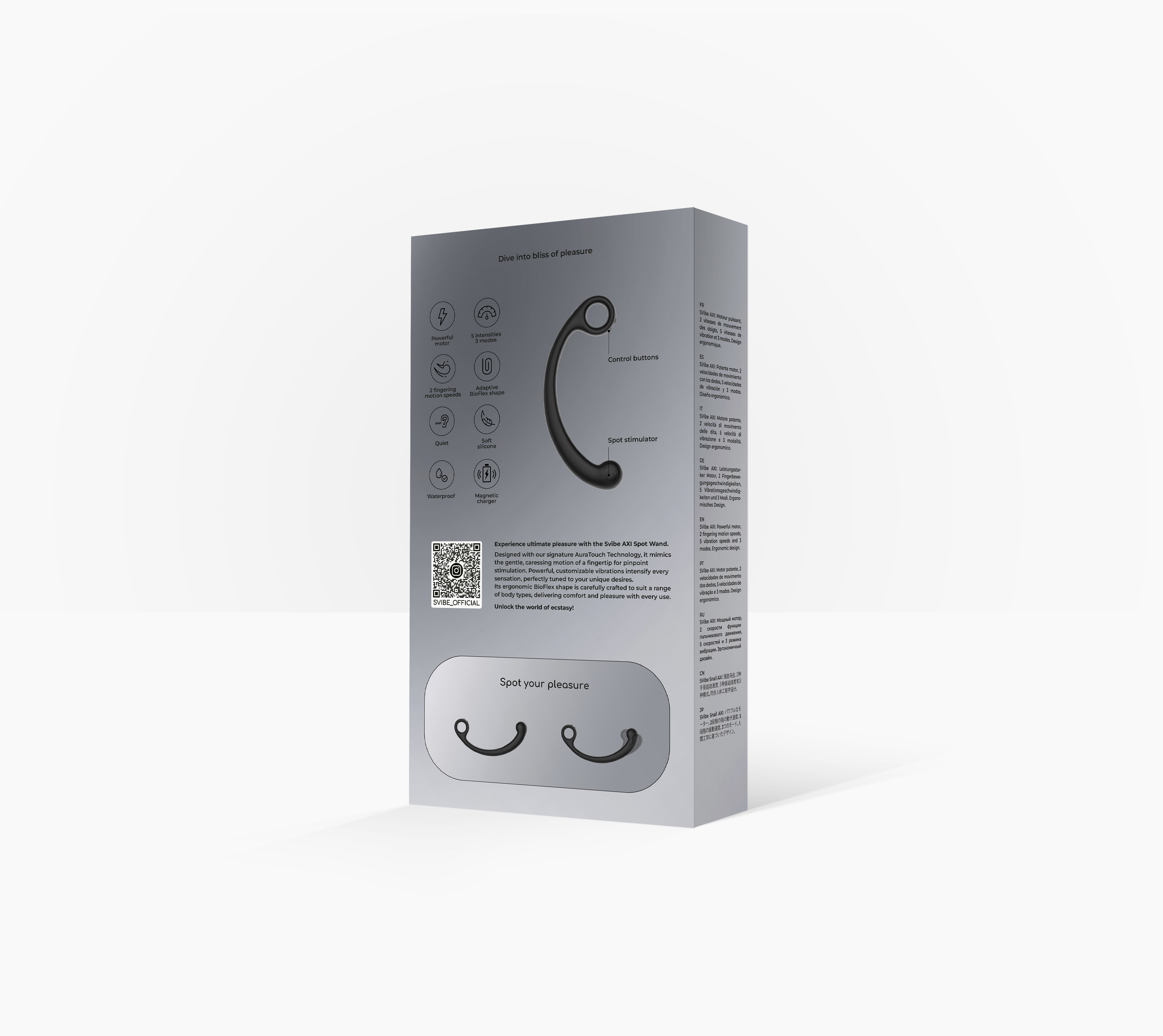 Универсальный вибромассажер SVibe Snail AXI Spot Wand, чёрный