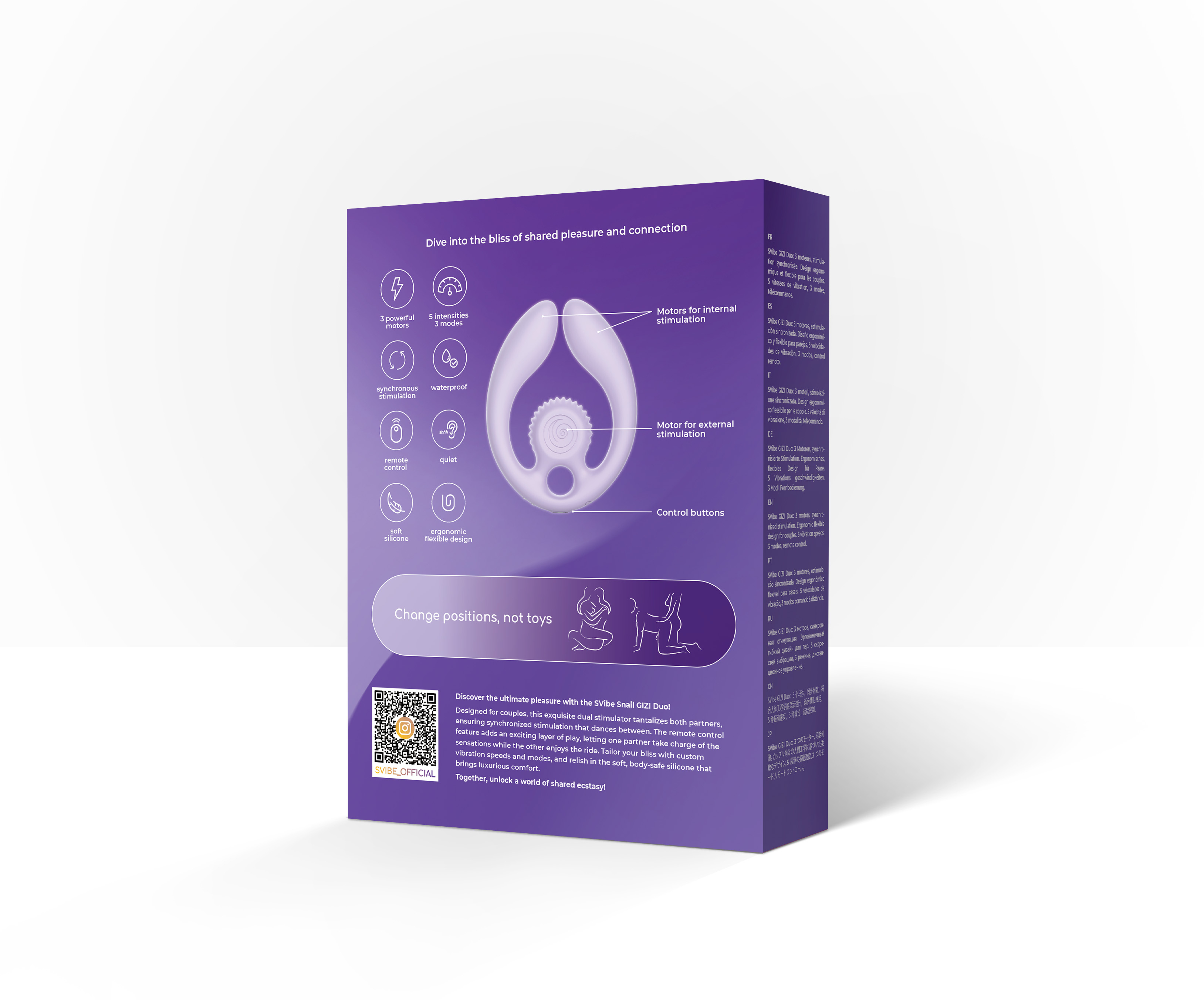 Парный вибромассажер SVibe Snail GIZI Duo, лиловый