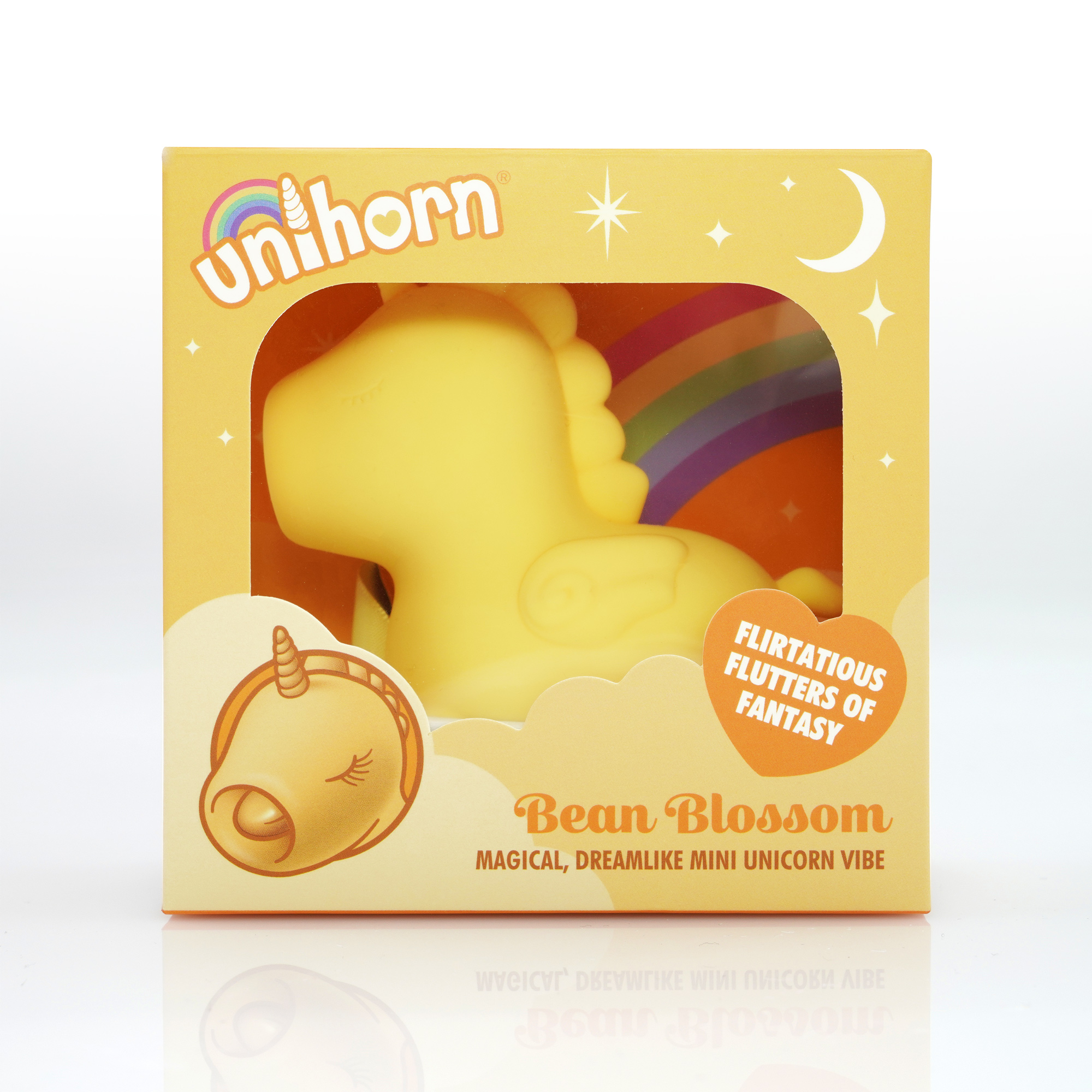 Вибромассажер Unihorn - Bean Blossom со стимуляцией язычком, жёлтый