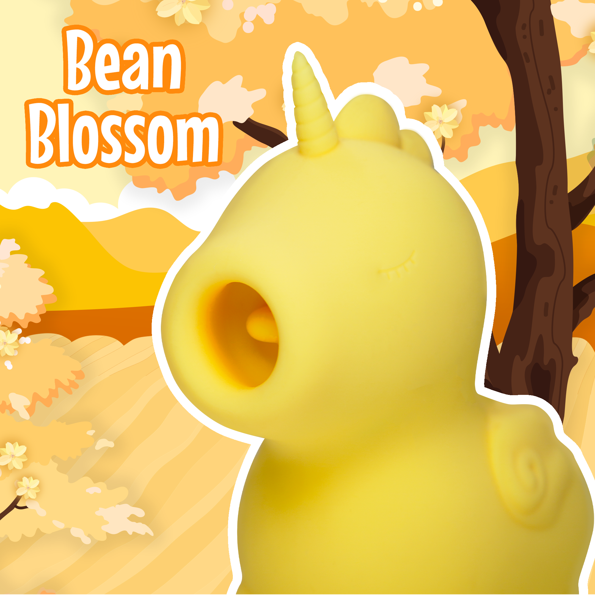 Вибромассажер Unihorn - Bean Blossom со стимуляцией язычком, жёлтый