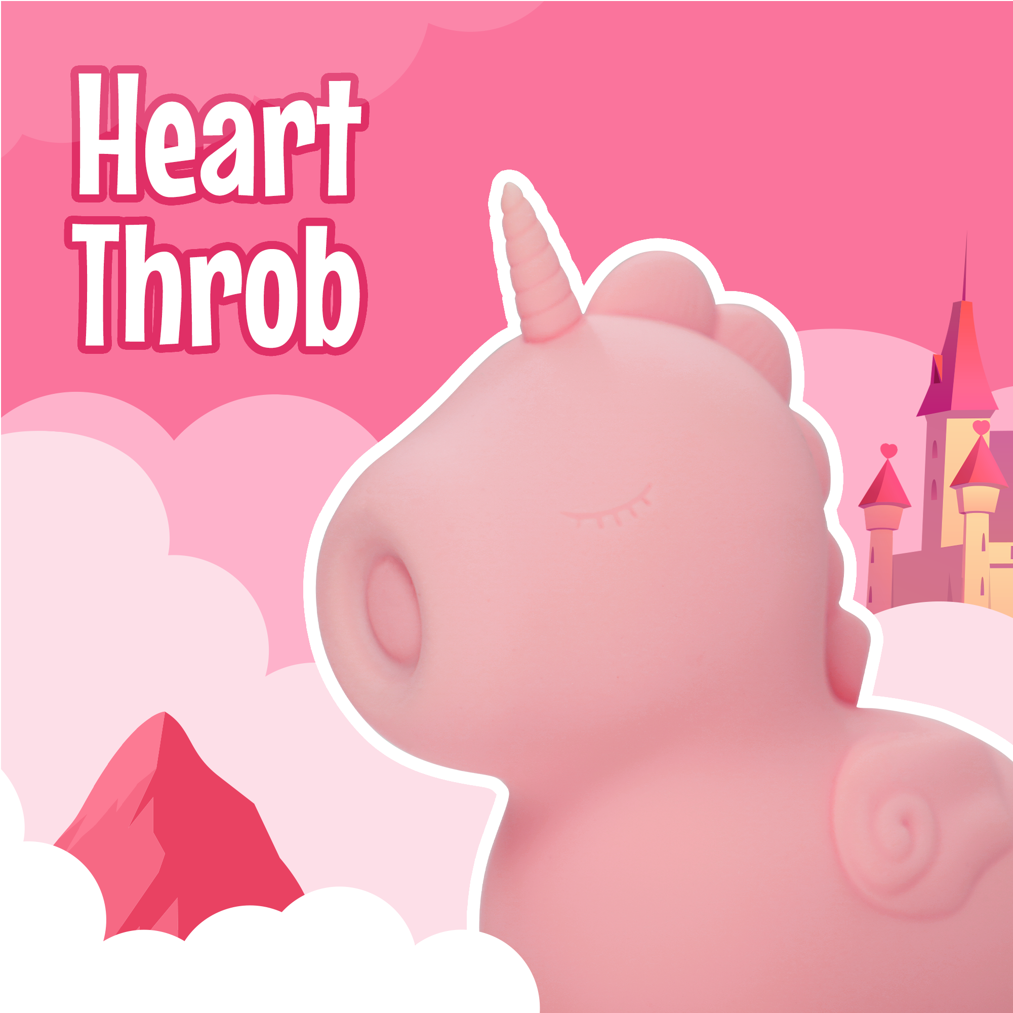 Вибромассажер Unihorn - Heart Throb с режимом пульсации, светло-розовый