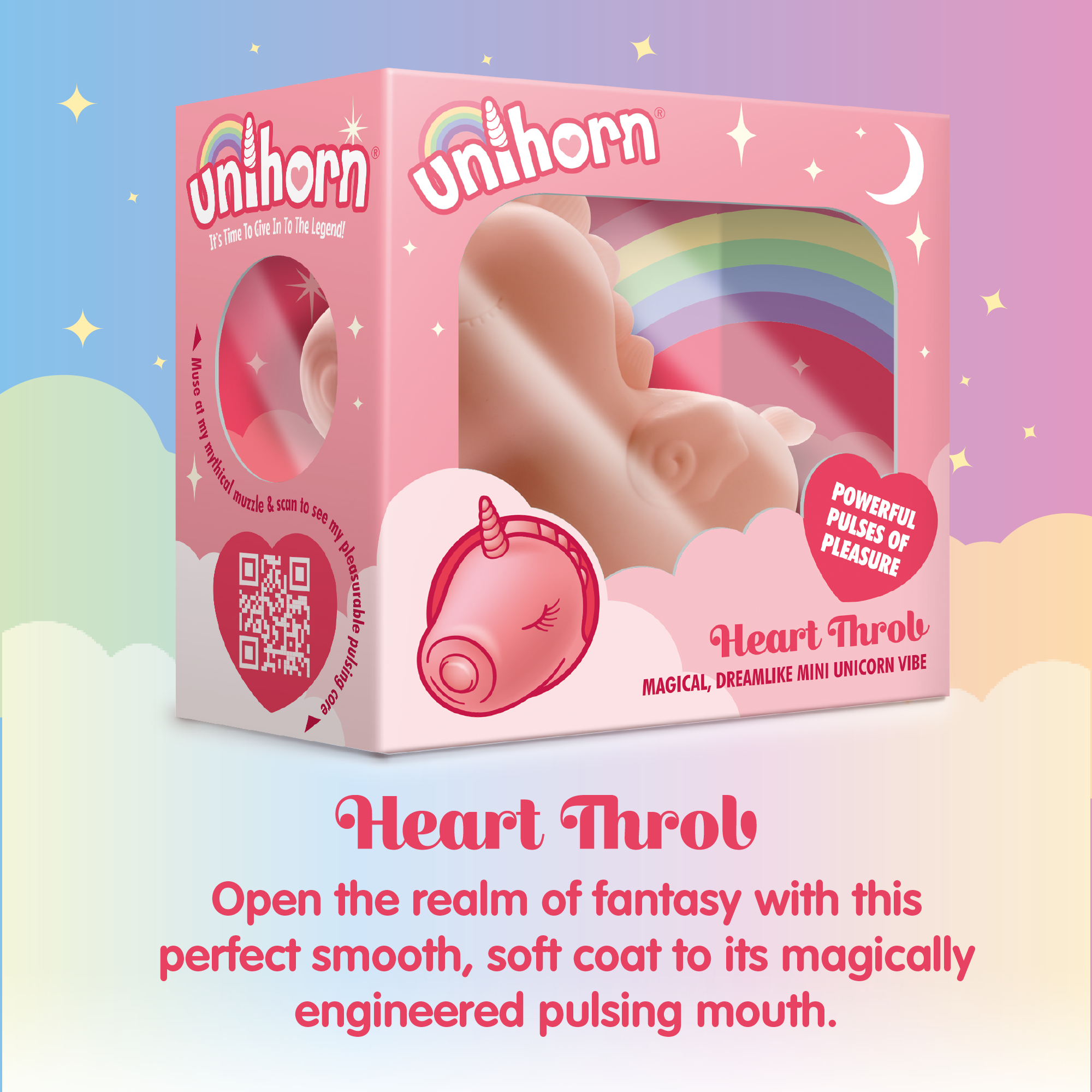 Вибромассажер Unihorn - Heart Throb с режимом пульсации, светло-розовый