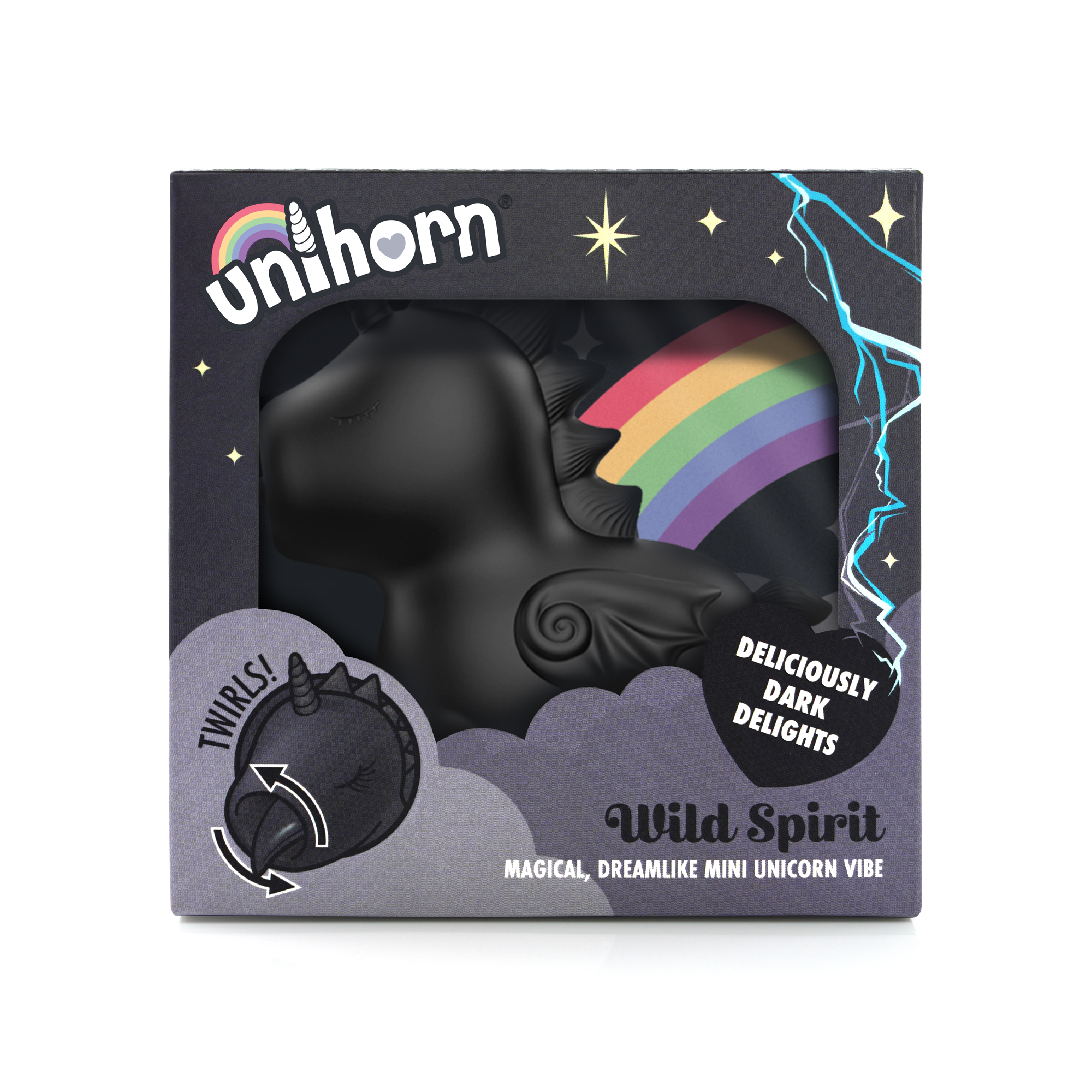 Вибромассажер Unihorn - Wild Spirit со стимуляцией язычком, чёрный